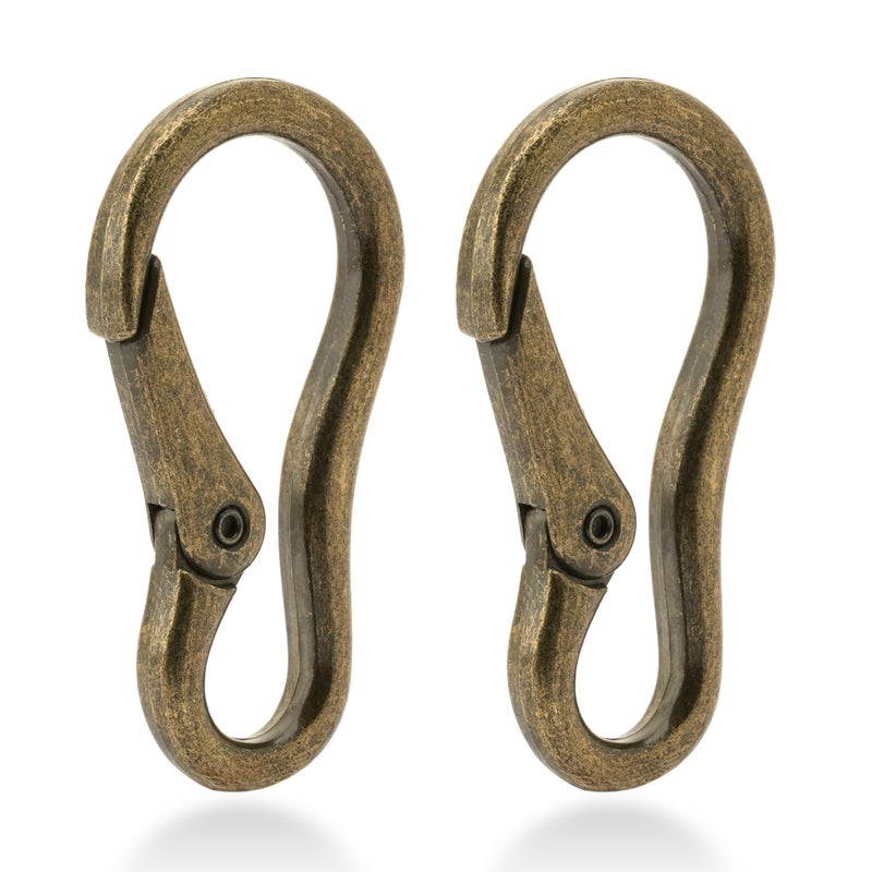 CRAFTMEMORE 2pcs 2 Inches Carabiner Spring Snap Hook Paracord Camping Keychain Accessories Push Gate Spring Clips HR8 (Antique Brass) - Image 2